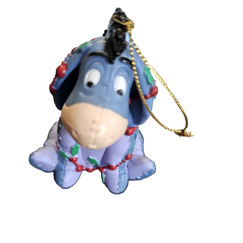 Disney's Winnie the Pooh Eeyore Christmas Ornament Resin Tangled In Hollyberry